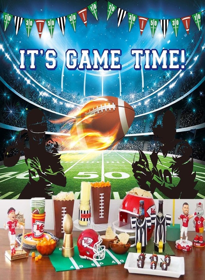 CINRAY Football Backdrop for Photography Football Party Decorations 7x5FT It's Game Time Banner Background Touch Down Sports Theme Birthday Party Supplies Photo Props - Image 2